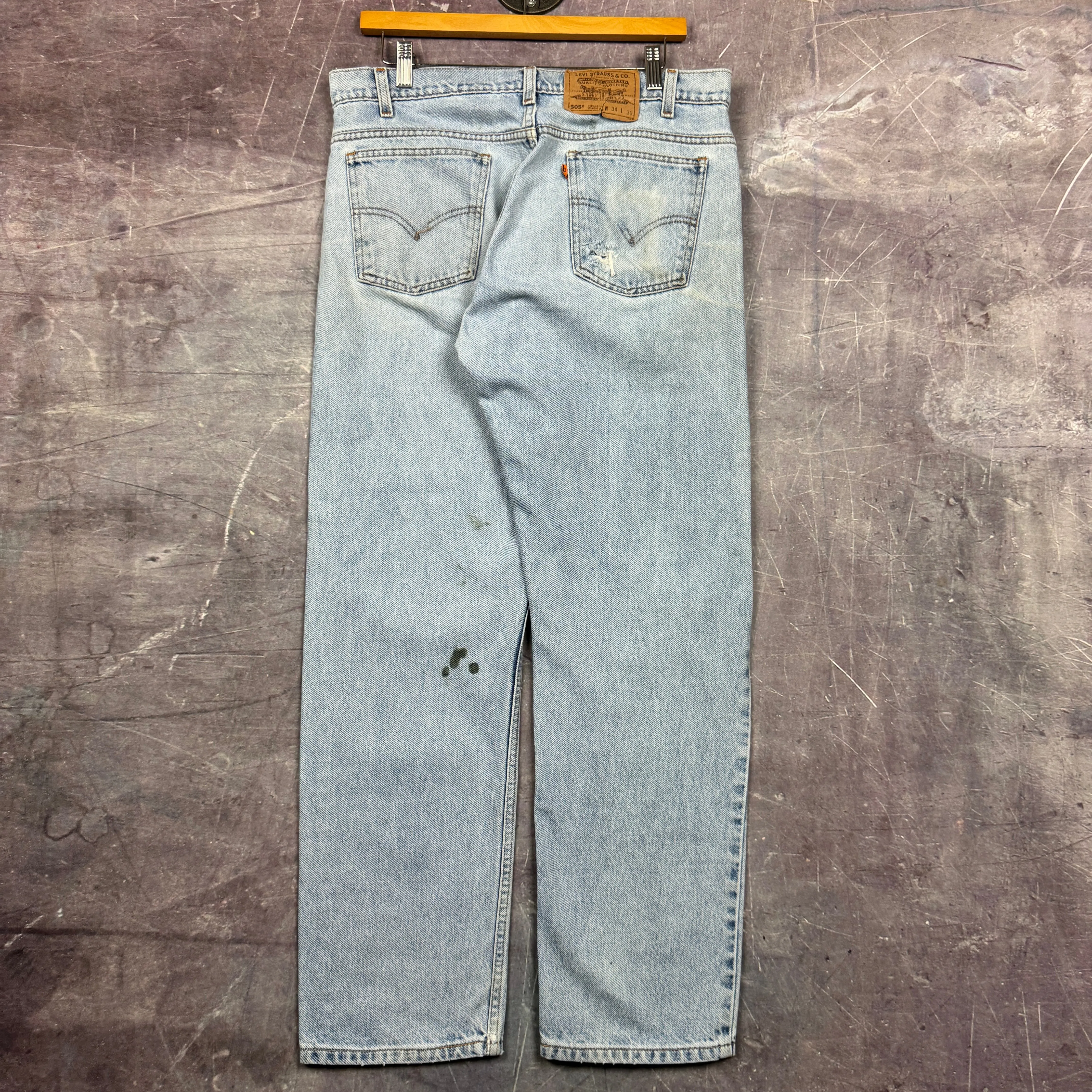 90s Light Wash Levi's 505 Orange Tab Denim Jeans 34x29 2253