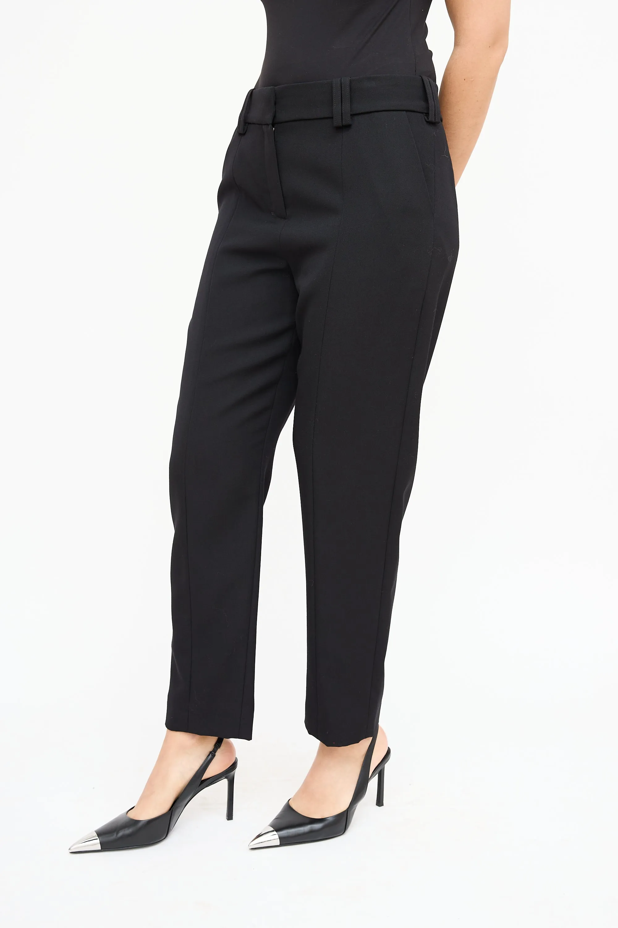 Black Wool Centre Seam Trouser