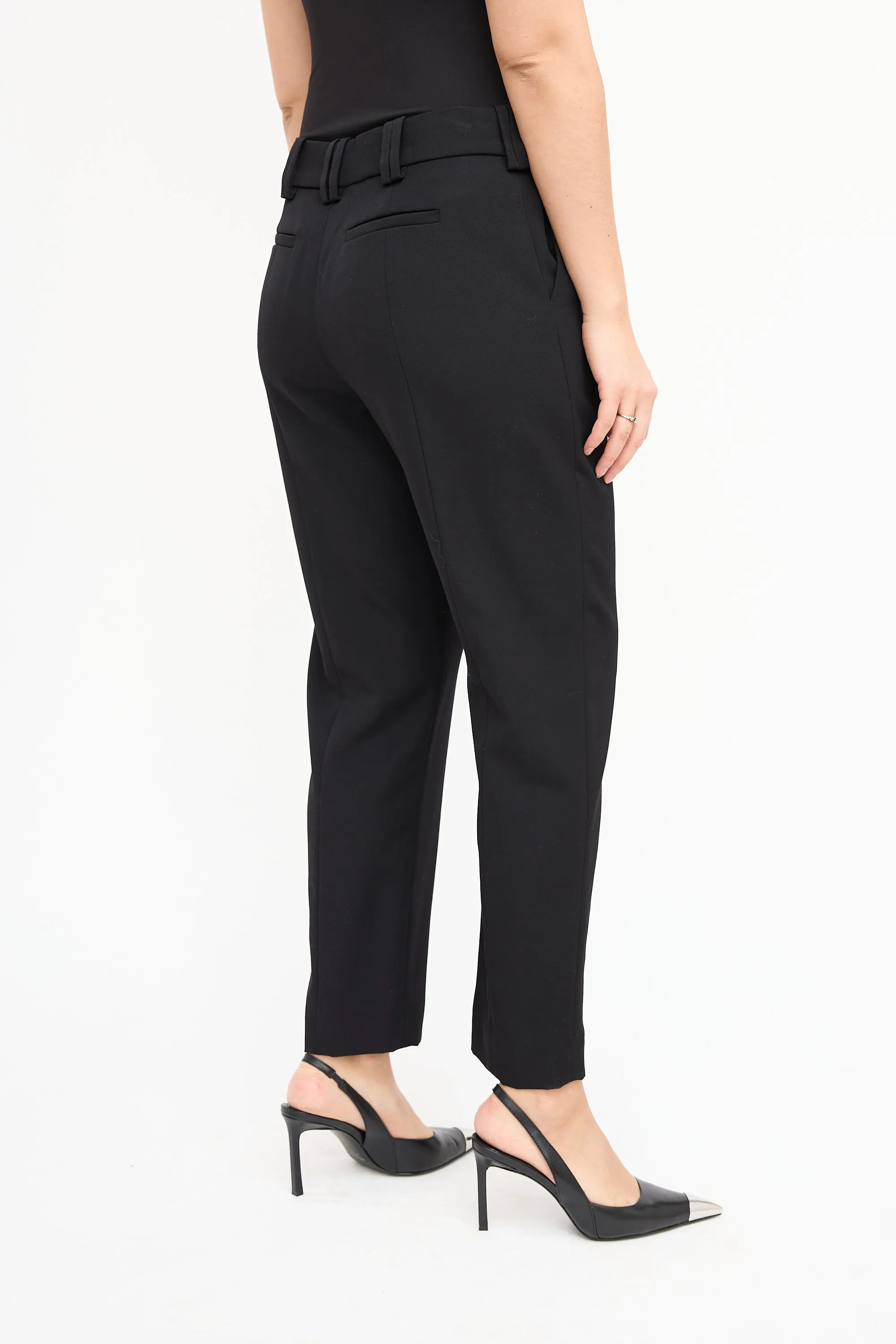 Black Wool Centre Seam Trouser