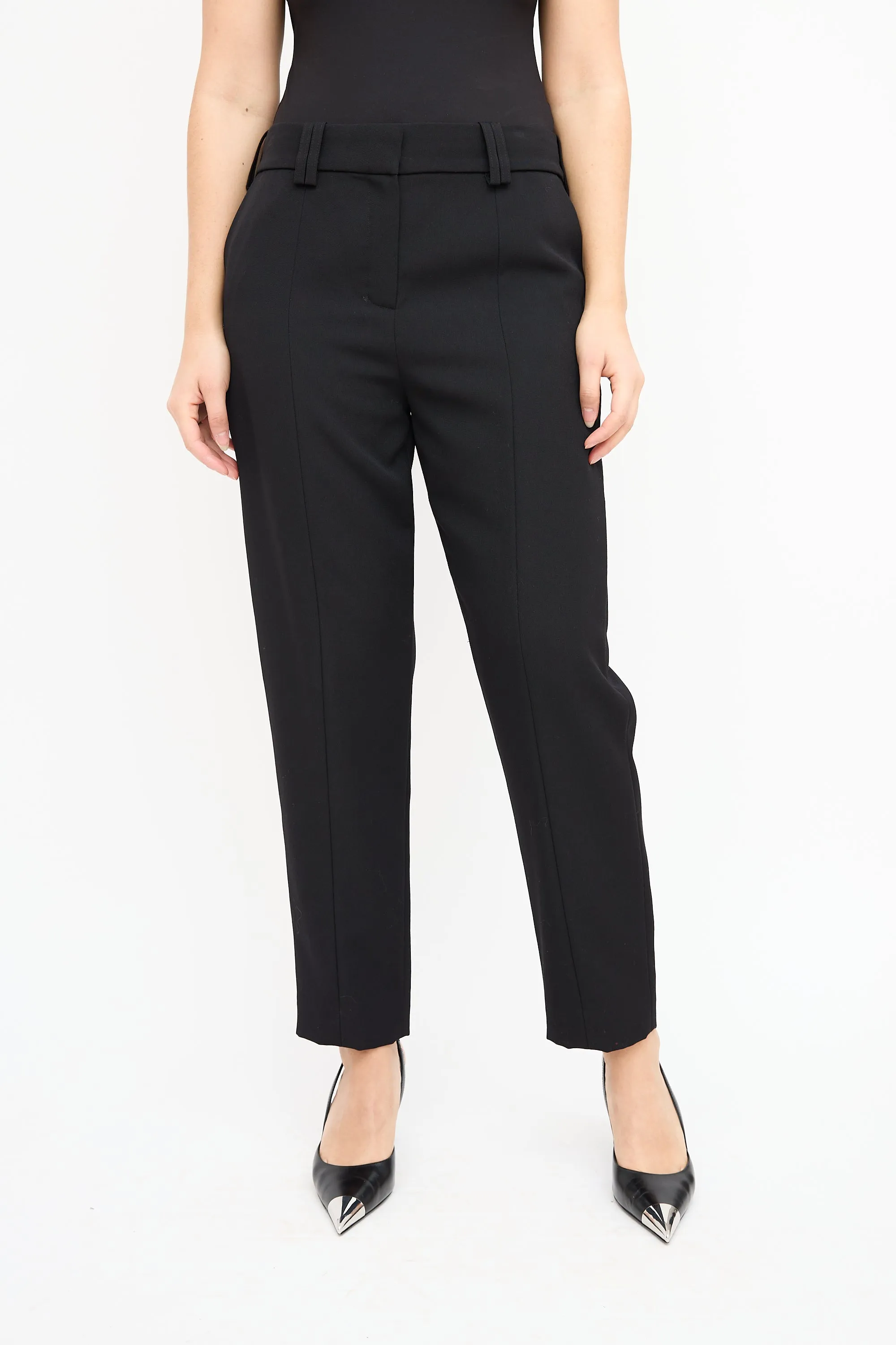 Black Wool Centre Seam Trouser