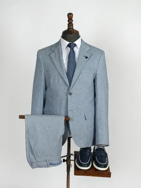 Carolina Blue Pure Linen Men Summer Suit