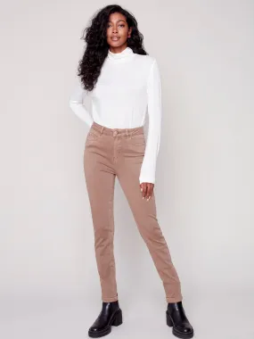 Cuffed Hem Twill Jeans - Truffle
