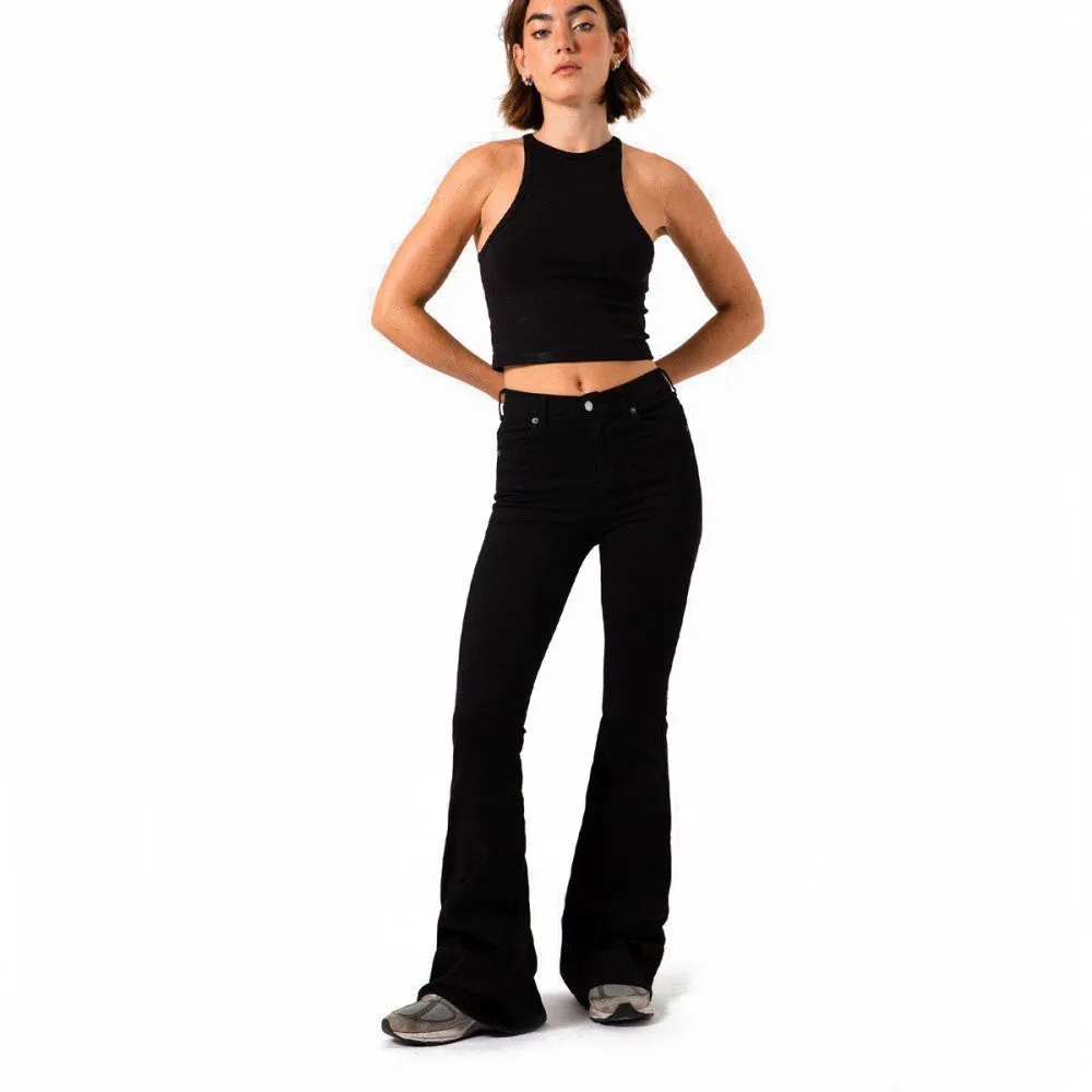 DR DENIM MACY 1610104  BLACK PANTALONE ZAMPA DONNA