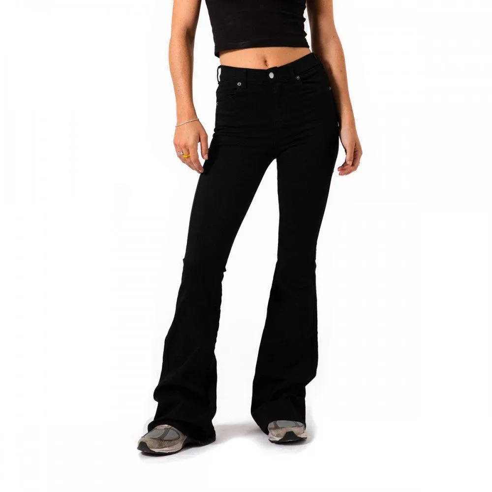 DR DENIM MACY 1610104  BLACK PANTALONE ZAMPA DONNA