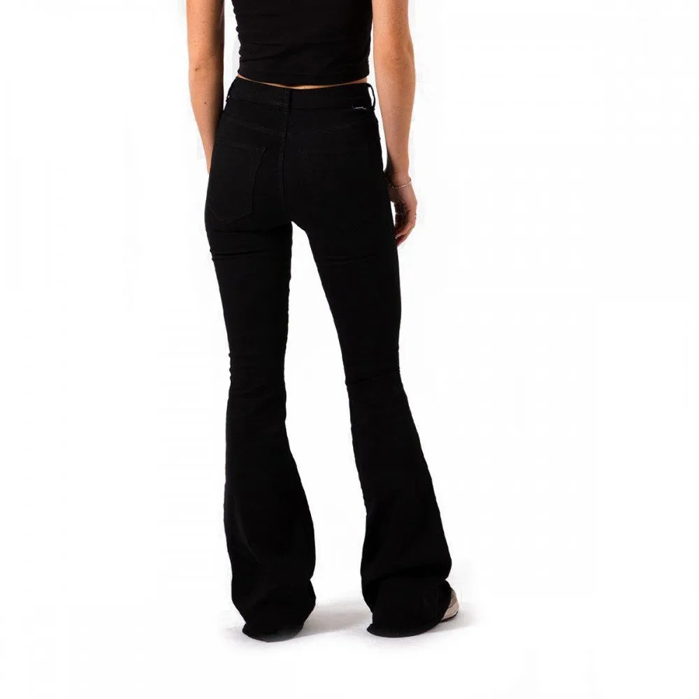DR DENIM MACY 1610104  BLACK PANTALONE ZAMPA DONNA