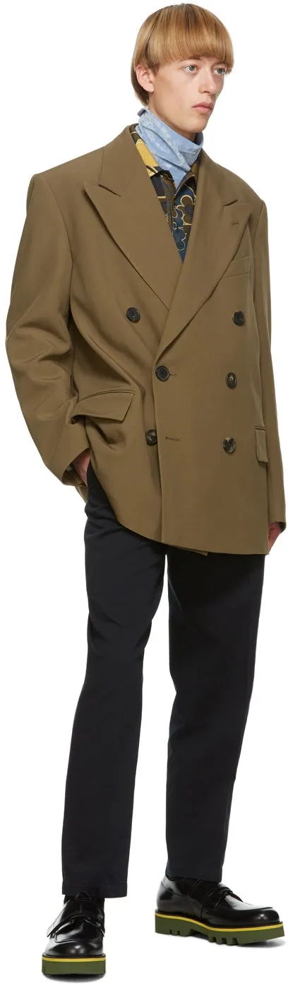 Dries Van Noten Navy Cotton Twill Trousers