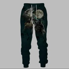 Fashion Men Women 3d Wolf Print Long Pants S X354441