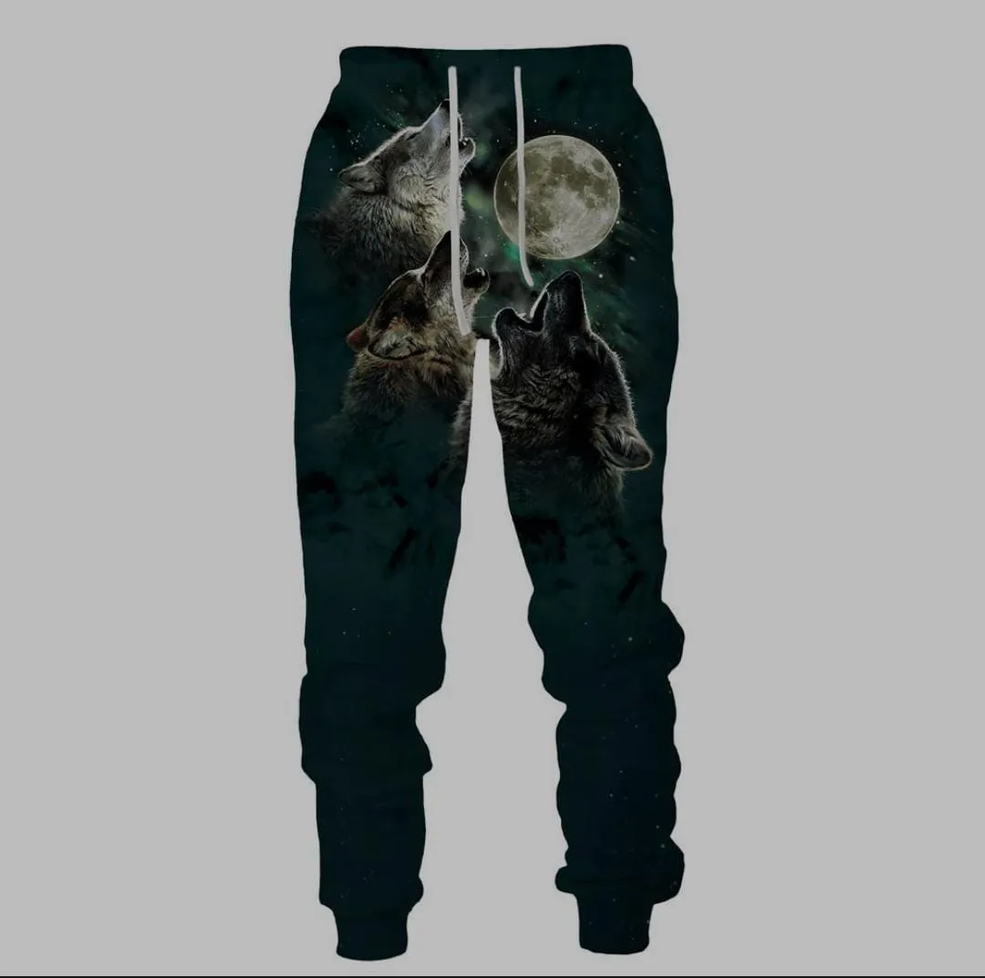 Fashion Men Women 3d Wolf Print Long Pants S X354441