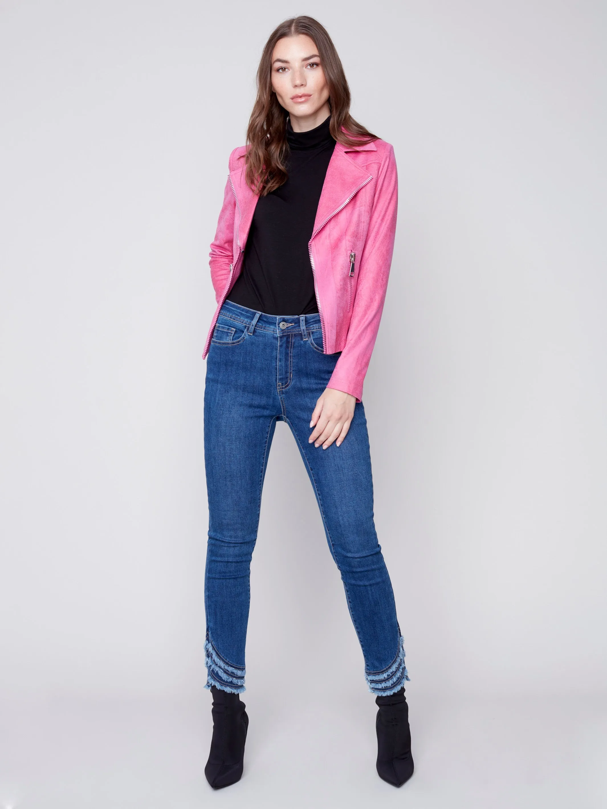 Frayed Hem Denim Pants - Blue Jean