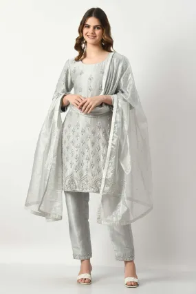 Grey Kameez Trouser Dupatta
