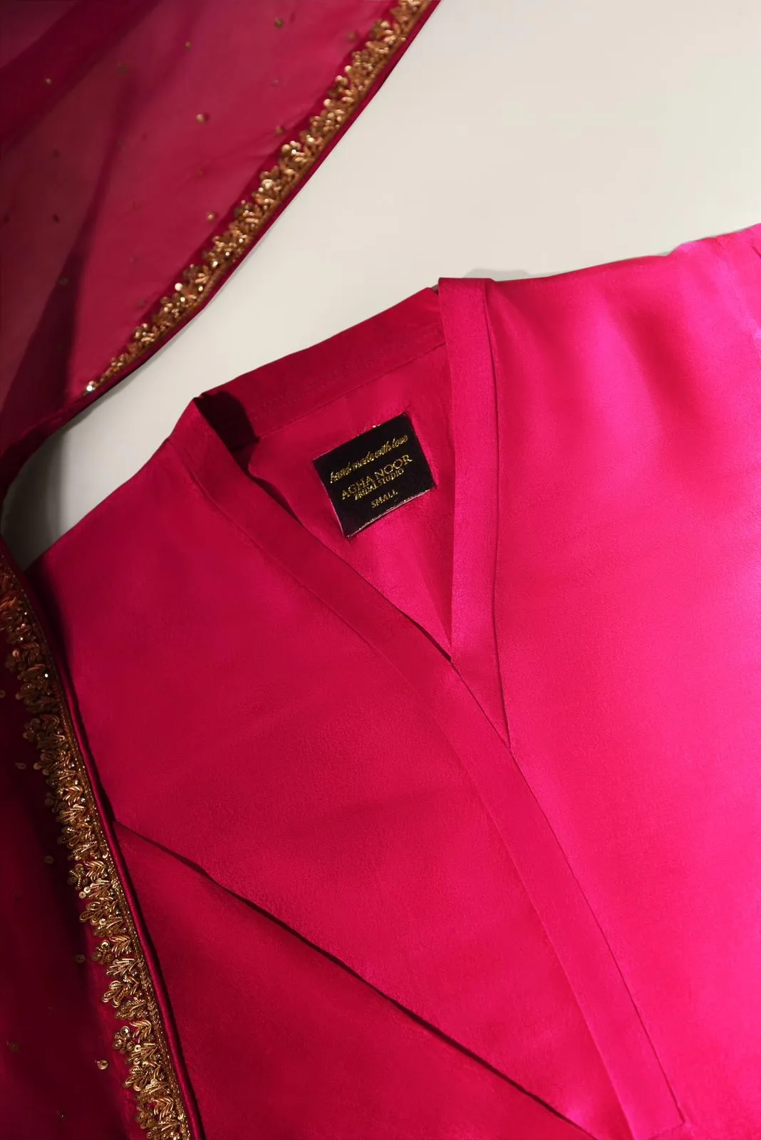 Hot pink pure raw silk set