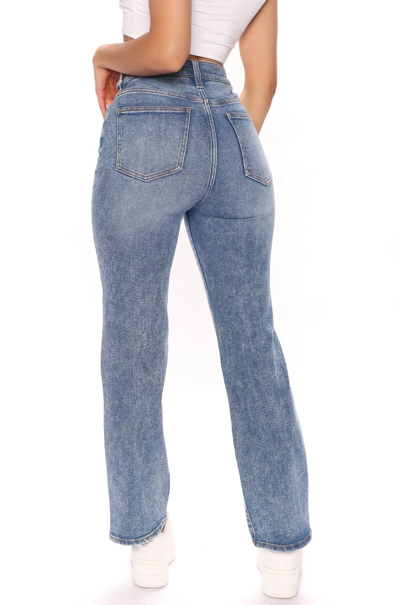 KittenAlarm - 90's Vibe High Rise Tapered Jeans - Medium Blue Wash