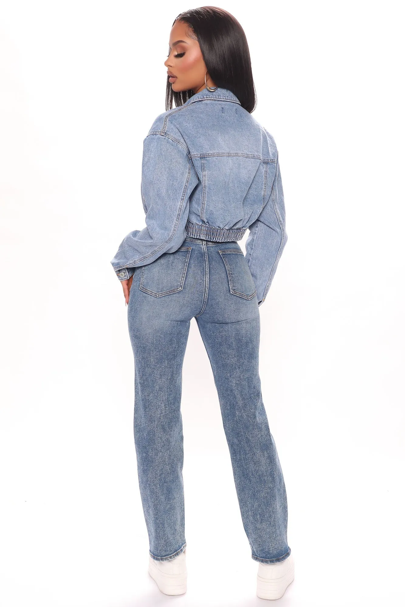 KittenAlarm - 90's Vibe High Rise Tapered Jeans - Medium Blue Wash