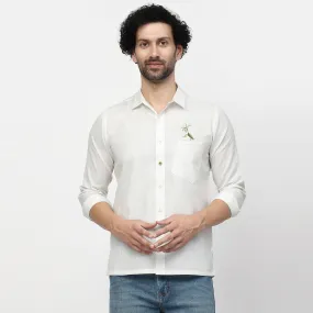 Linen Shirt With Grasshopper Embroidery