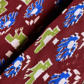 Maroon Screen Print Kalamkari Inspired Fabric (Cut Piece 2.1 Meter)