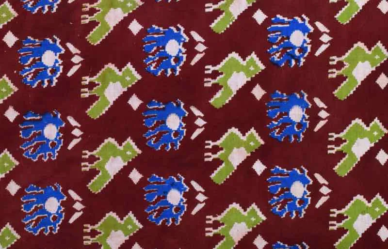 Maroon Screen Print Kalamkari Inspired Fabric (Cut Piece 2.1 Meter)