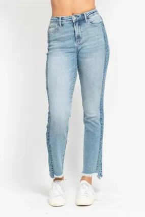 ONLINE EXCLUSIVE Judy Blue Vintage Wash Side Panel Detail with Fray Hem Slim