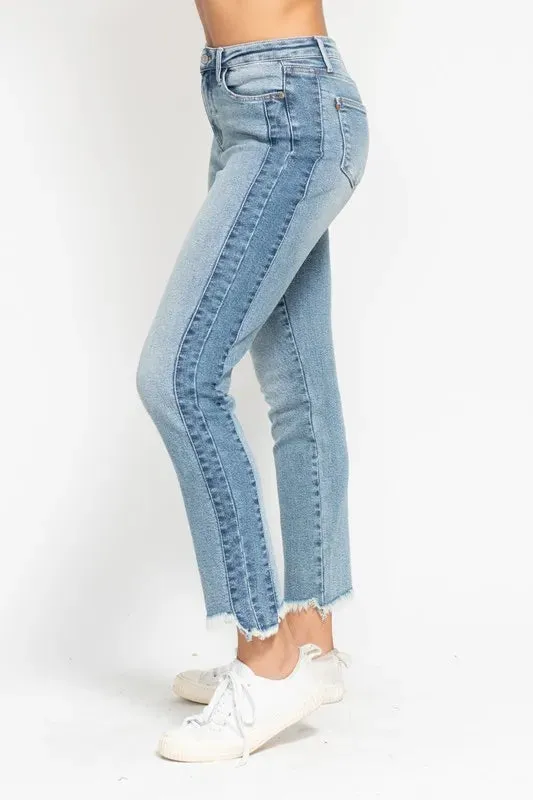 ONLINE EXCLUSIVE Judy Blue Vintage Wash Side Panel Detail with Fray Hem Slim