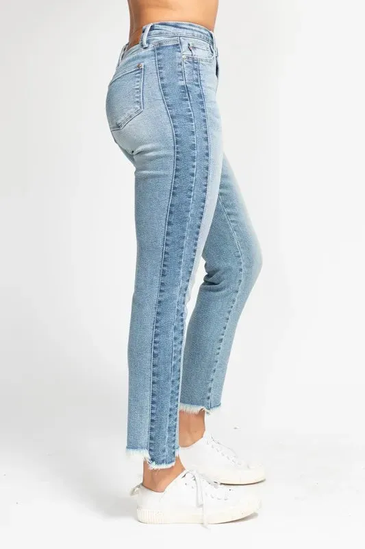 ONLINE EXCLUSIVE Judy Blue Vintage Wash Side Panel Detail with Fray Hem Slim