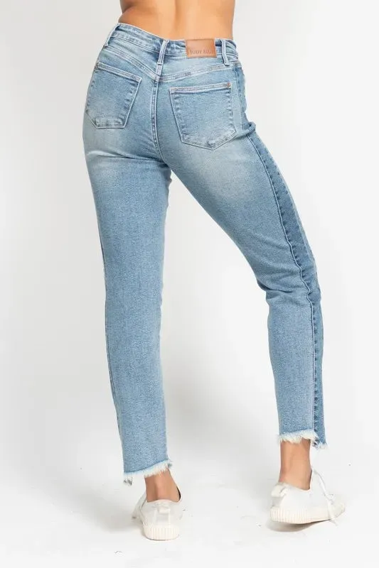 ONLINE EXCLUSIVE Judy Blue Vintage Wash Side Panel Detail with Fray Hem Slim