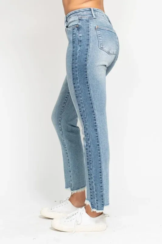 ONLINE EXCLUSIVE Judy Blue Vintage Wash Side Panel Detail with Fray Hem Slim