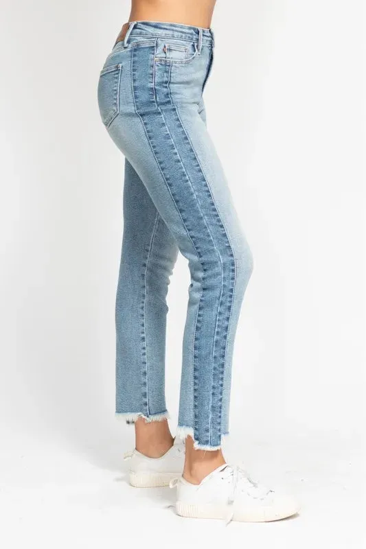 ONLINE EXCLUSIVE Judy Blue Vintage Wash Side Panel Detail with Fray Hem Slim