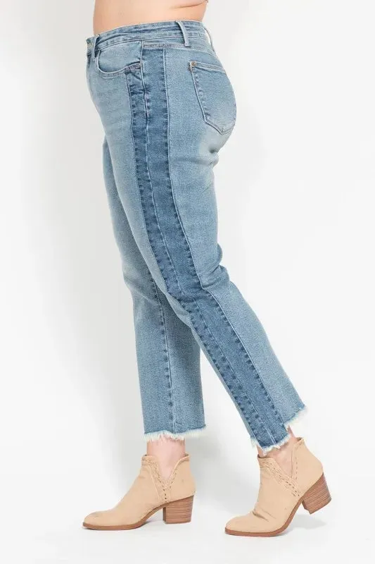ONLINE EXCLUSIVE Judy Blue Vintage Wash Side Panel Detail with Fray Hem Slim