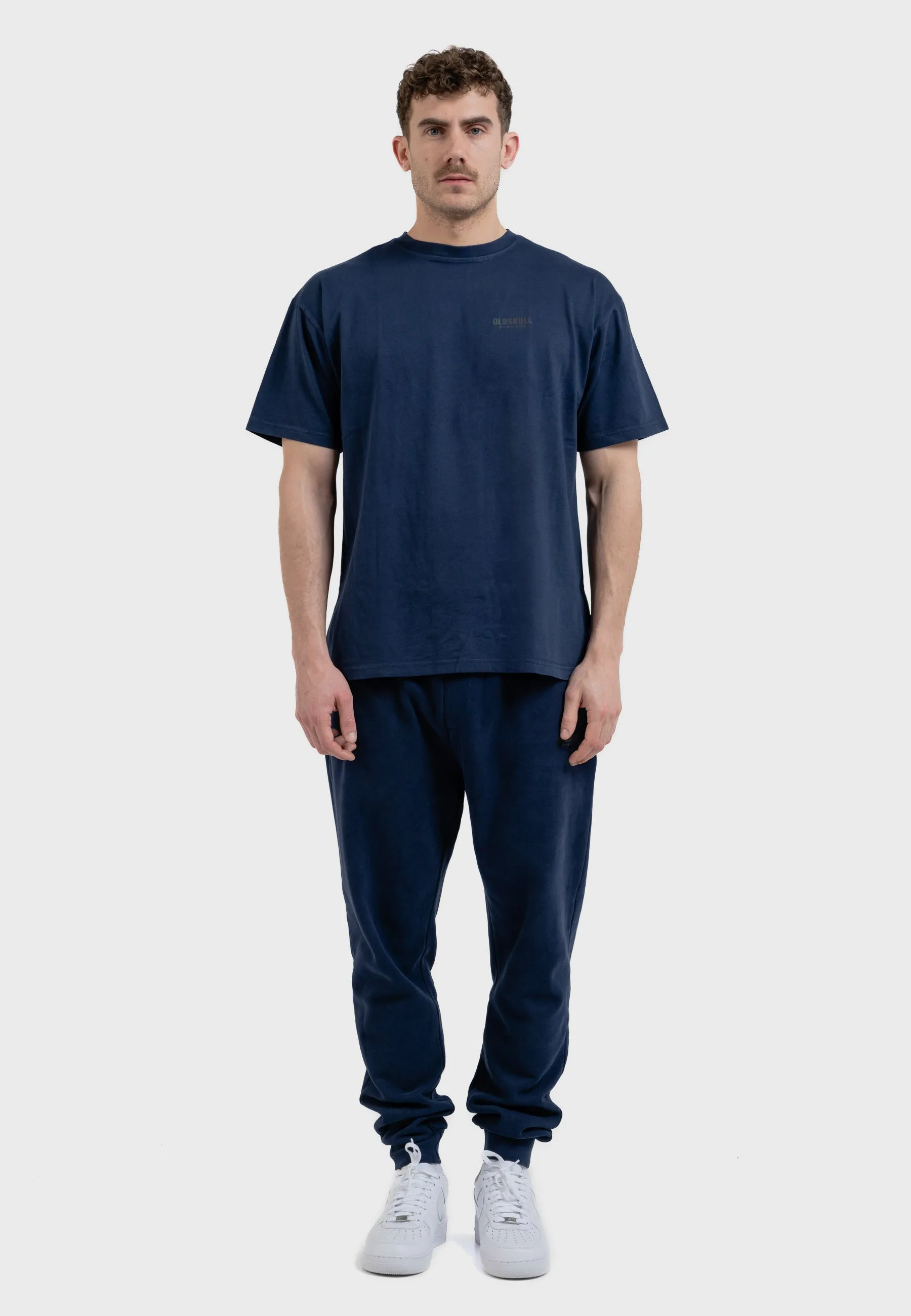 Oversized spectral-reflective Logo Garment Dyed Jogger Navy Blue