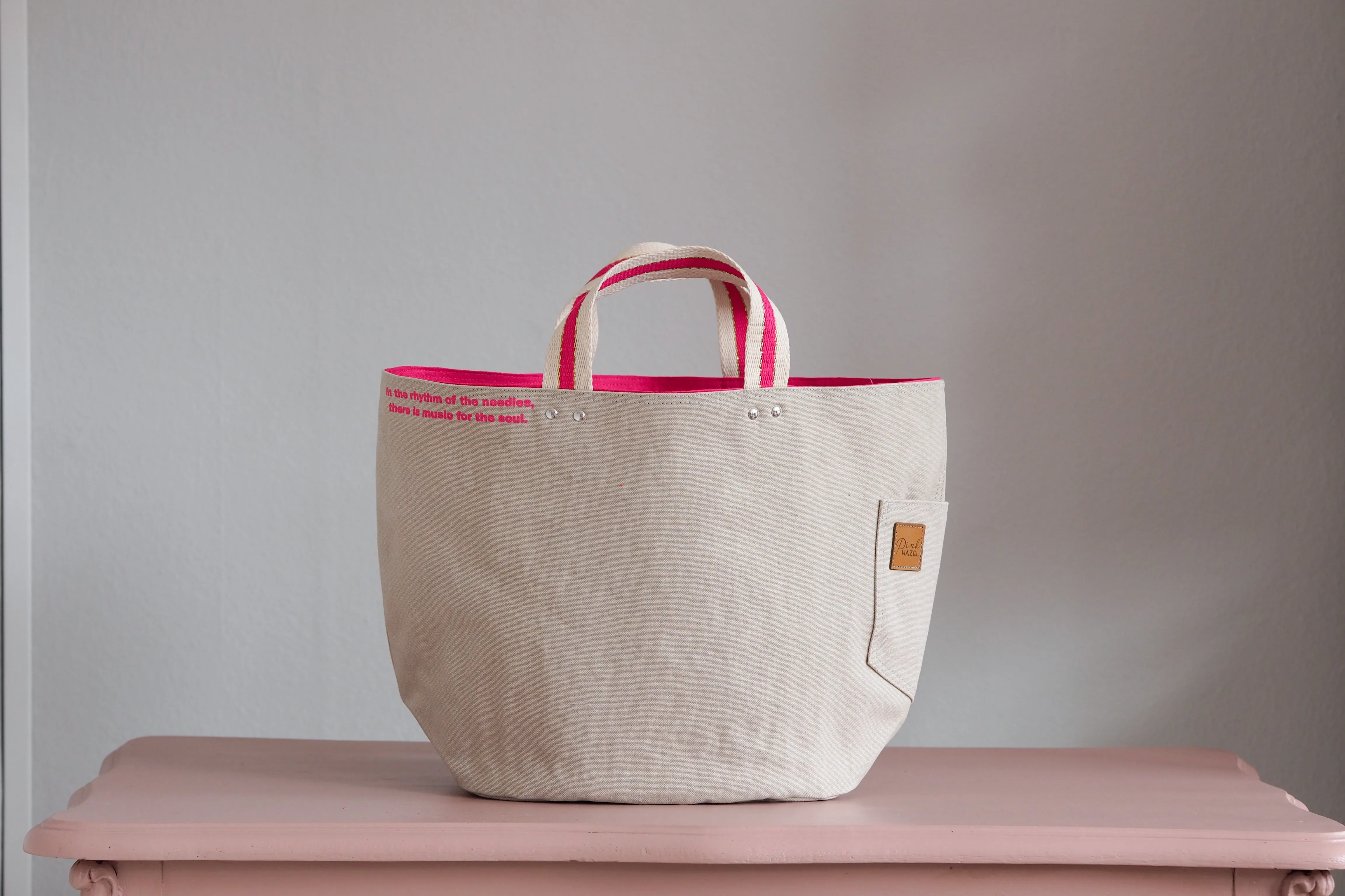 PRE ORDER UPDATE Tote Bag - Grey Mist - printed pink