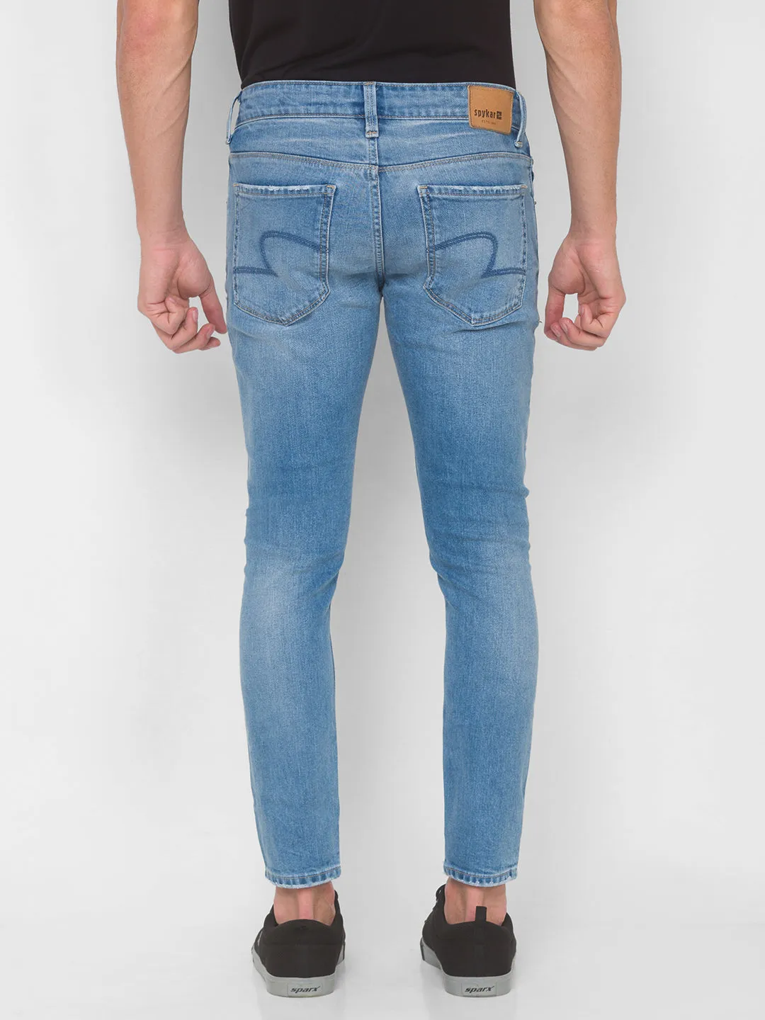 Spykar Men Light Blue Ripped Slim Mid-Rise Jeans (Kano)
