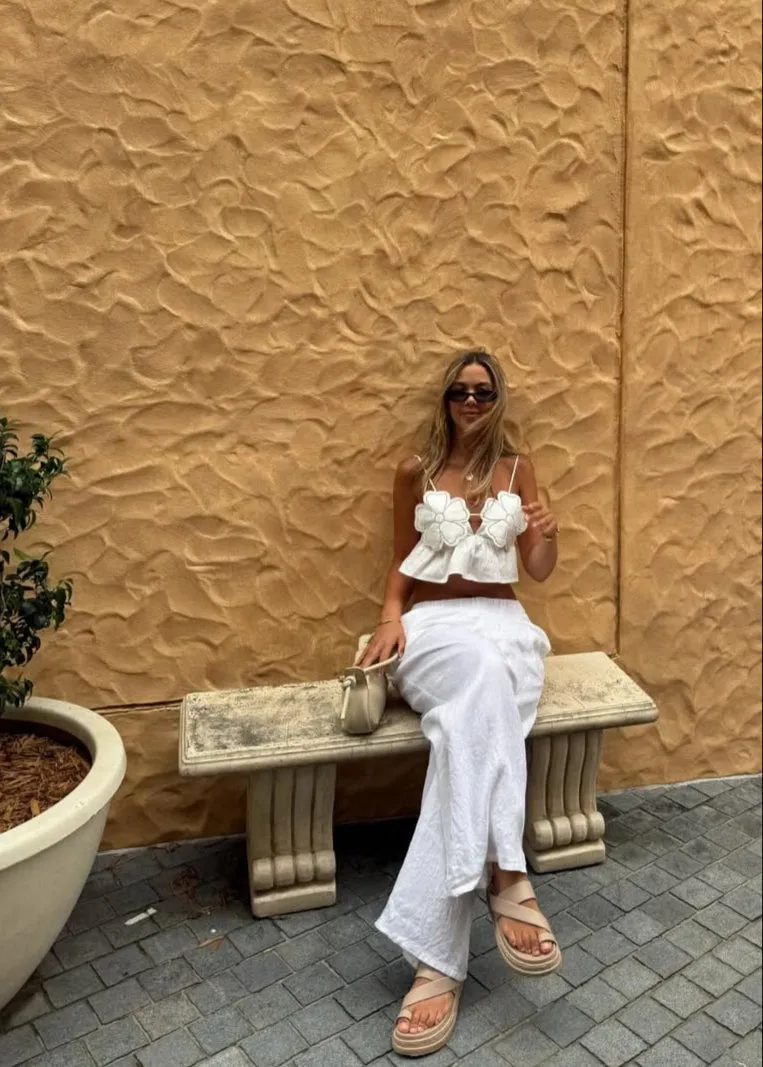 St Tropez Linen Pant - White
