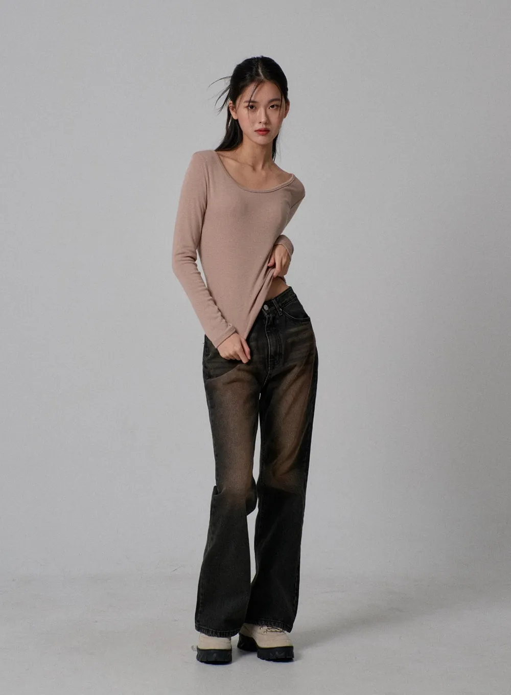 Vintage Wash Bootcut Jeans IJ310