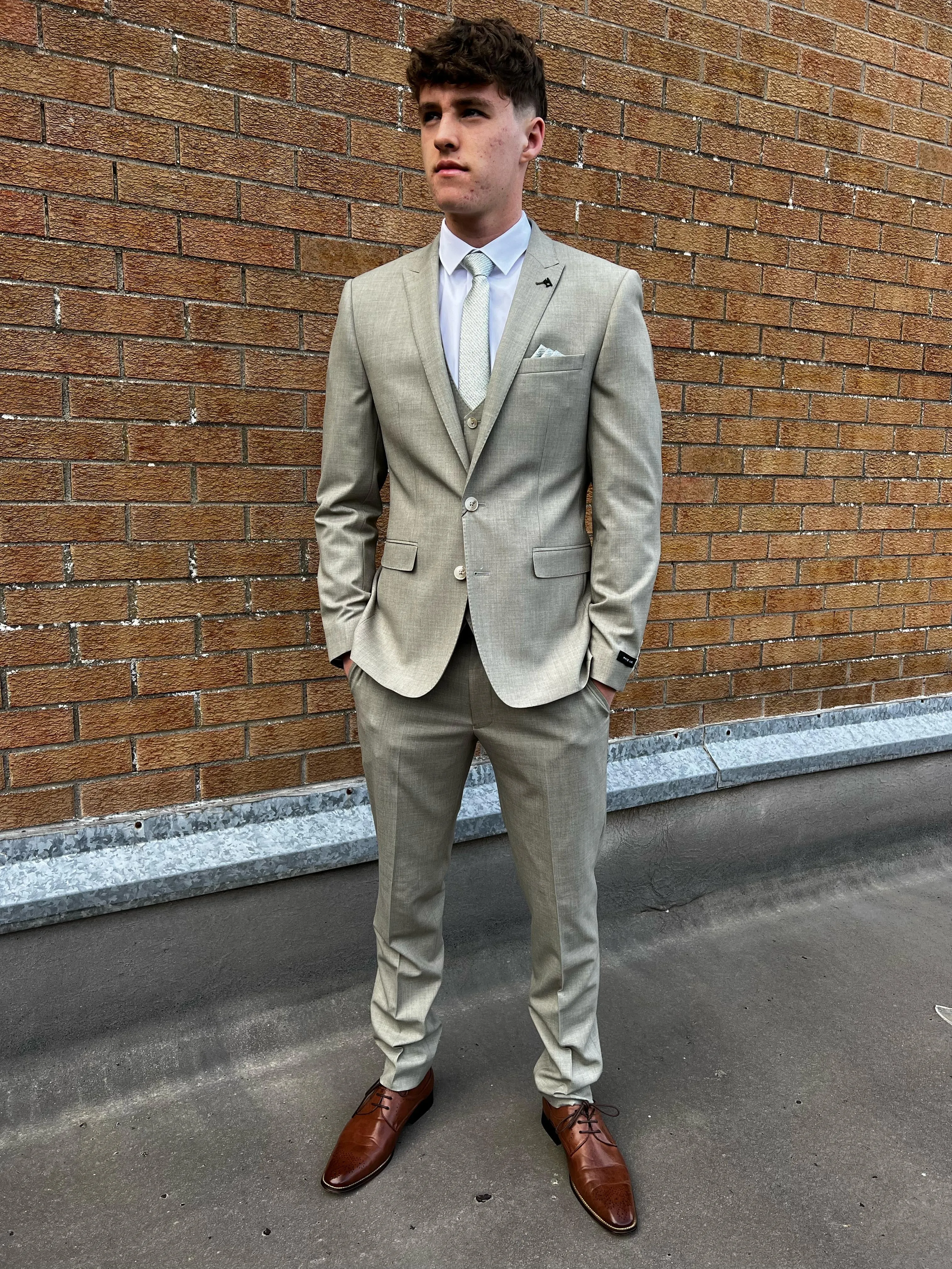White Label Sage Green slim fit Suit