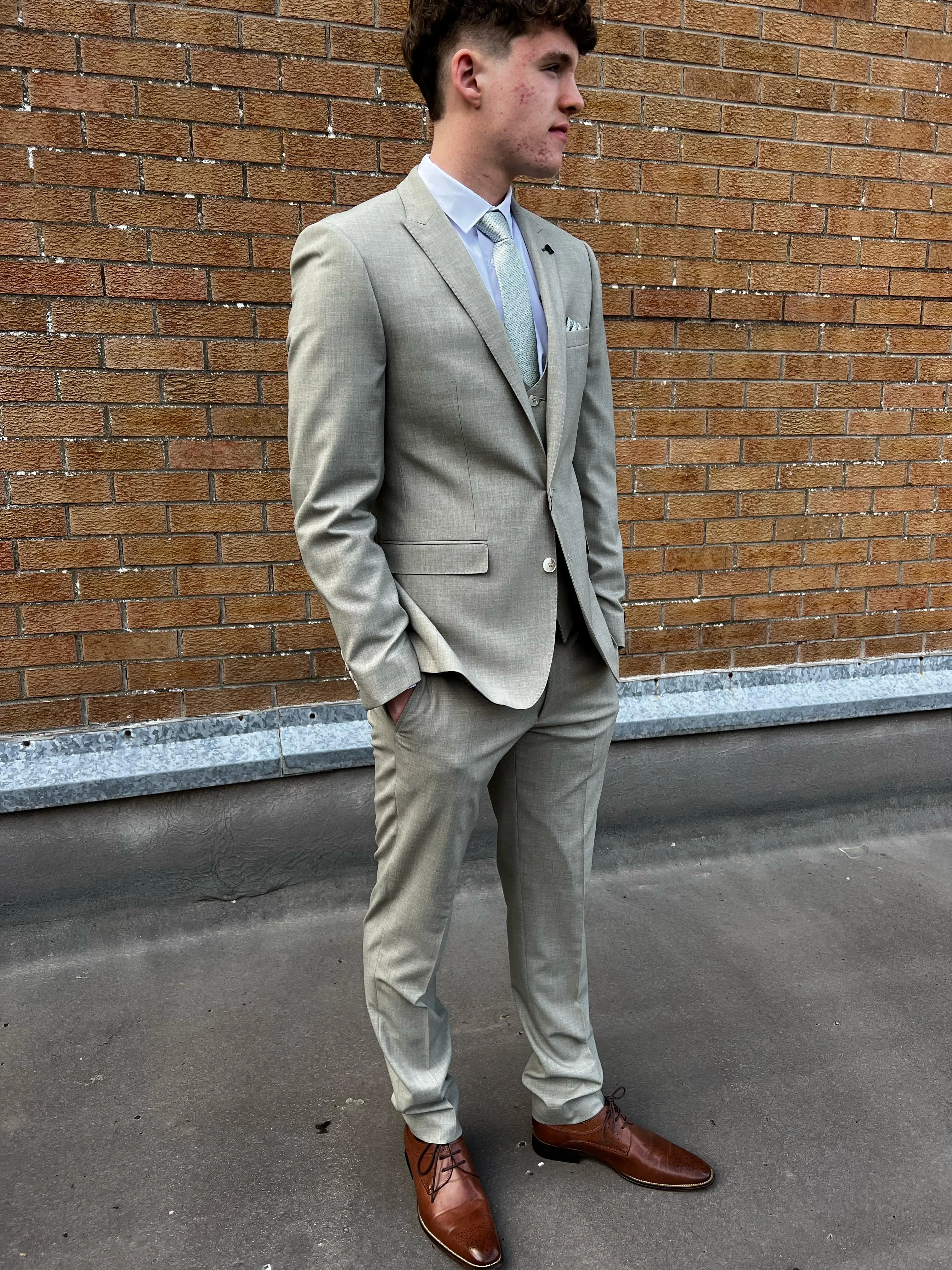 White Label Sage Green slim fit Suit